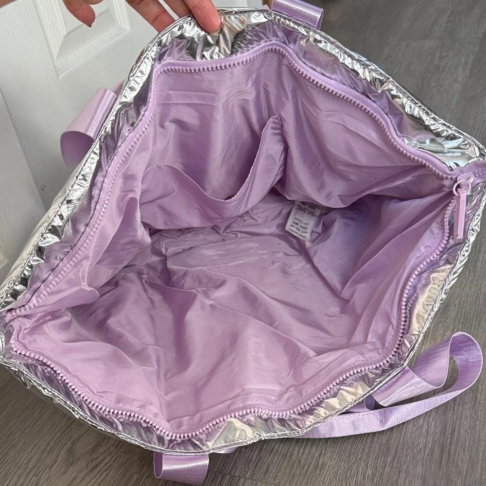 Drunk Elephant Silver and Purple Tote Bag
